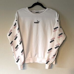 NEW! Women’s, White/Pink/Black, Crewneck, Loose-Fit, Puma Sweatshirt. Size Small